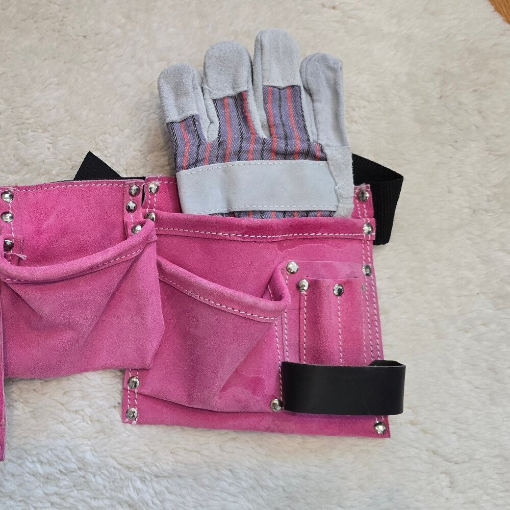 Utility tool pouch pink with gloves, NEW Gloves included - Picture 6 of 8